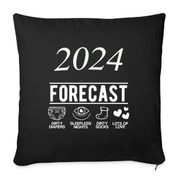 2024 Dirty Diapers Forecast Sleepless Nights - Sofakissenbezug 45 x 45 cm - Schwarz - Vorne