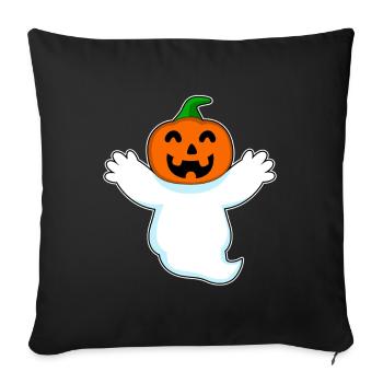 Citrouille fantôme d’Halloween - Housse de coussin décorative 45 x 45 cm - noir - Devant