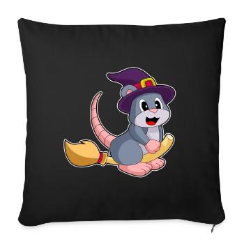 Mouse Witch Broom - Sofa pillowcase 17,3'' x 17,3'' (45 x 45 cm) - black - Front