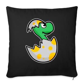 Dinosaure oeuf Dino bébé Motif - Housse de coussin décorative 45 x 45 cm - noir - Devant