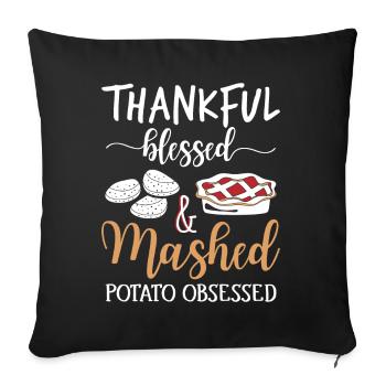 Thankful Potato: Funny Thanksgiving Turkey - Sofa pillowcase 17,3'' x 17,3'' (45 x 45 cm) - black - Front