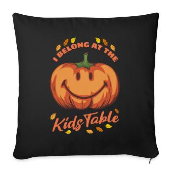 J’appartiens à la table des enfants - citrouille Thanksgiving - Housse de coussin décorative 45 x 45 cm - noir - Devant