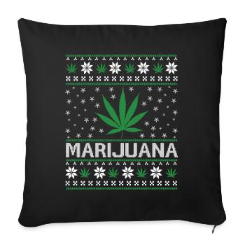 Noël de la marijuana, joyeux Noël - Housse de coussin décorative 45 x 45 cm - noir - Devant