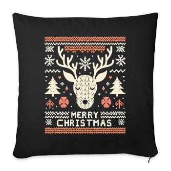 Reindeer Ugly Christmas Sweater - Sofa pillowcase 17,3'' x 17,3'' (45 x 45 cm) - black - Front