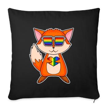 Renard Noël arc-en-ciel couleur Broh - Housse de coussin décorative 45 x 45 cm - noir - Devant