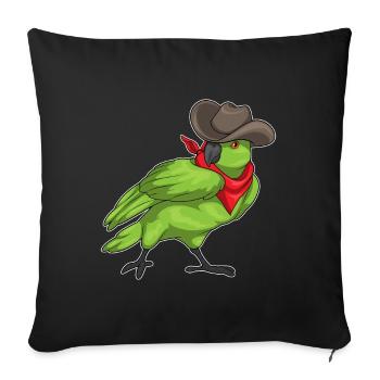 Perroquet Cowboy chapeau de Cowboy - Housse de coussin décorative 45 x 45 cm - noir - Devant