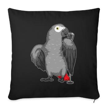 Parrot Singer Microphone Singing - Sofa pillowcase 17,3'' x 17,3'' (45 x 45 cm) - black - Front