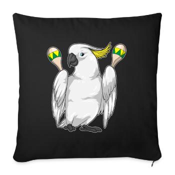 Perroquet musicien hochet musique - Housse de coussin décorative 45 x 45 cm - noir - Devant
