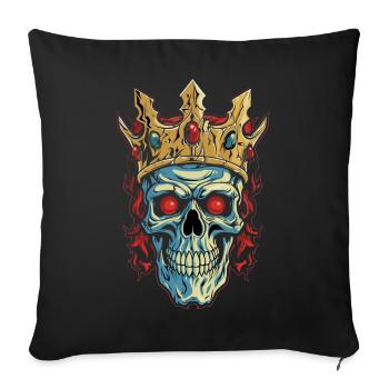 Bunter abstrakter Totenkopf mit Krone - Sofakissenbezug 45 x 45 cm - Schwarz - Vorne