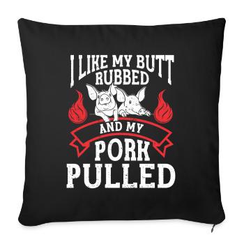 Porc effiloché BBQ Schwein Grill - Housse de coussin décorative 45 x 45 cm - noir - Devant
