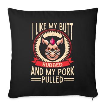 Porc effiloché BBQ Schwein Grill - Housse de coussin décorative 45 x 45 cm - noir - Devant