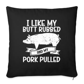Porc effiloché BBQ Schwein Grill - Housse de coussin décorative 45 x 45 cm - noir - Devant