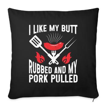 Porc effiloché BBQ Schwein Grill - Housse de coussin décorative 45 x 45 cm - noir - Devant