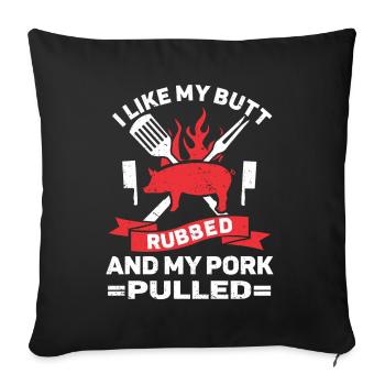 Porc effiloché BBQ Schwein Grill - Housse de coussin décorative 45 x 45 cm - noir - Devant