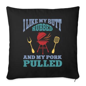 Porc effiloché BBQ Schwein Grill - Housse de coussin décorative 45 x 45 cm - noir - Devant