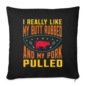 BBQ Pulled Pork Schwein Grill - Sofakissenbezug 45 x 45 cm - Schwarz - Vorne