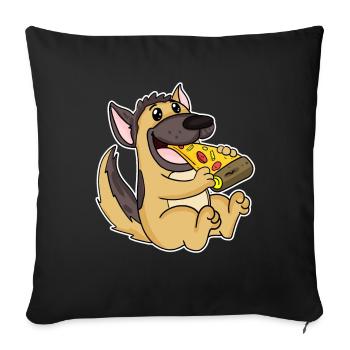 German Shepherd Dog Pizza - Sofa pillowcase 17,3'' x 17,3'' (45 x 45 cm) - black - Front