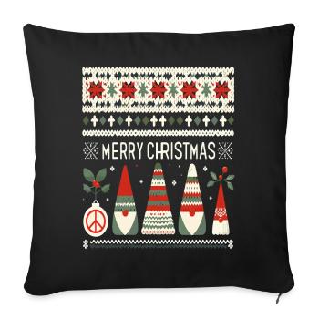 Noël Gnomes tricot patron - Housse de coussin décorative 45 x 45 cm - noir - Devant