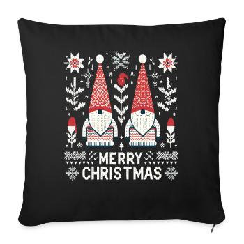 Joyeux Noël Gnomes tricot motif Look - Housse de coussin décorative 45 x 45 cm - noir - Devant