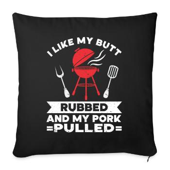 Porc effiloché BBQ Schwein Grill - Housse de coussin décorative 45 x 45 cm - noir - Devant