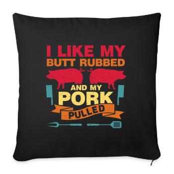 Porc effiloché BBQ Schwein Grill - Housse de coussin décorative 45 x 45 cm - noir - Devant