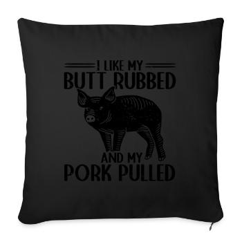 Porc effiloché BBQ Schwein Grill - Housse de coussin décorative 45 x 45 cm - noir - Devant