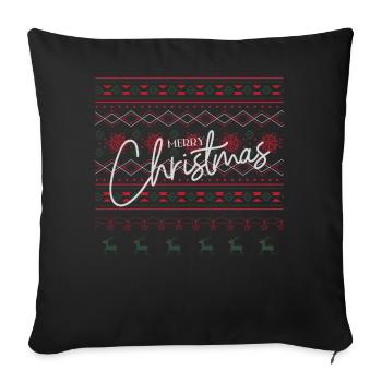 Hässlicher Weihnachtspullover - Frohe Weihnachten - Sofakissenbezug 45 x 45 cm - Schwarz - Vorne