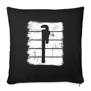 Croquis de clé à pipe à eau - Housse de coussin décorative 45 x 45 cm - noir - Devant