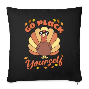 Drôle de dinde Allez vous plumer Hunter Thanksgiving - Housse de coussin décorative 45 x 45 cm - noir - Devant