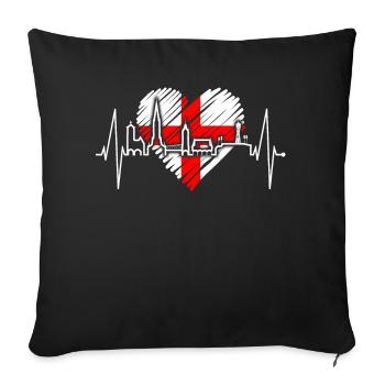 Freiburg im Breisgau Skyline Heartbeat Freiburger - Sofa pillowcase 17,3'' x 17,3'' (45 x 45 cm) - black - Front