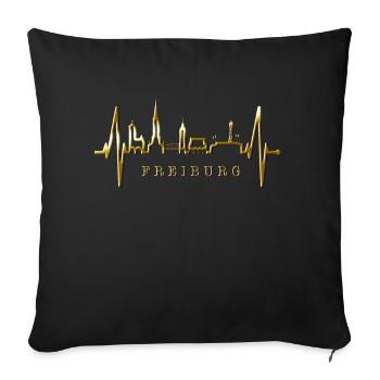 Freiburg im Breisgau Skyline Heartbeat Freiburger - Sofa pillowcase 17,3'' x 17,3'' (45 x 45 cm) - black - Front