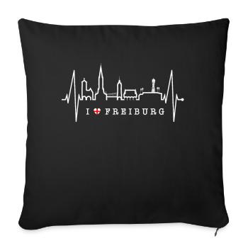 Freiburg im Breisgau Skyline Heartbeat Freiburger - Sofa pillowcase 17,3'' x 17,3'' (45 x 45 cm) - black - Front