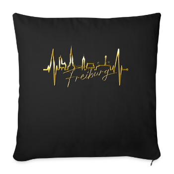 Freiburg im Breisgau Skyline Heartbeat Freiburger - Sofa pillowcase 17,3'' x 17,3'' (45 x 45 cm) - black - Front
