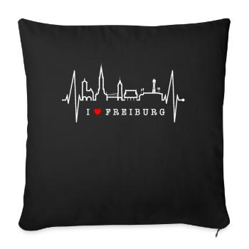 Freiburg im Breisgau Skyline Heartbeat Freiburger - Sofa pillowcase 17,3'' x 17,3'' (45 x 45 cm) - black - Front