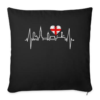 Freiburg im Breisgau Skyline Heartbeat Freiburger - Sofa pillowcase 17,3'' x 17,3'' (45 x 45 cm) - black - Front