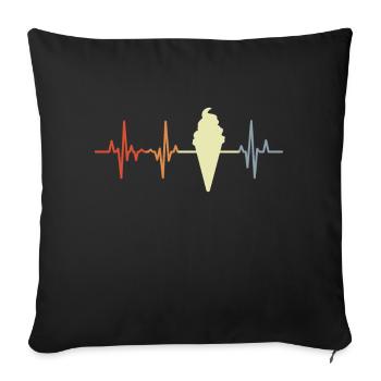 Eiswaffel Herzklopfen Vintage Look - Sofakissenbezug 45 x 45 cm - Schwarz - Vorne
