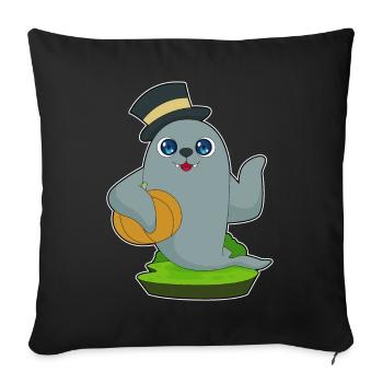 Citrouille d'Halloween scellée - Housse de coussin décorative 45 x 45 cm - noir - Devant