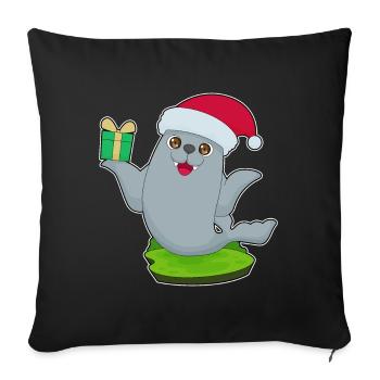 Paquet de Noël scellé - Housse de coussin décorative 45 x 45 cm - noir - Devant