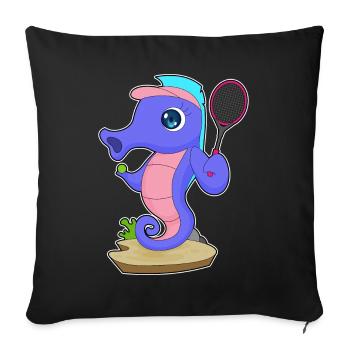 Hippocampe Tennis Tennis Raquette Sport - Housse de coussin décorative 45 x 45 cm - noir - Devant