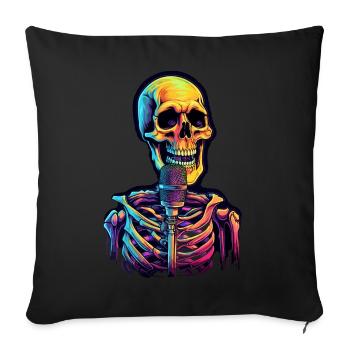 Colorful abstract skull with microphone - Sofa pillowcase 17,3'' x 17,3'' (45 x 45 cm) - black - Front