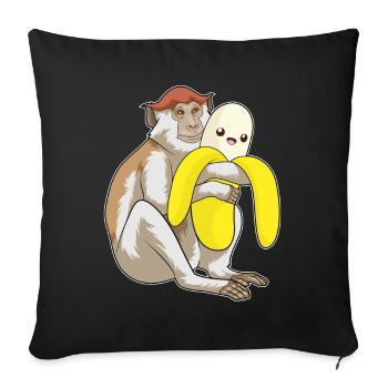 Singe Banane - Housse de coussin décorative 45 x 45 cm - noir - Devant