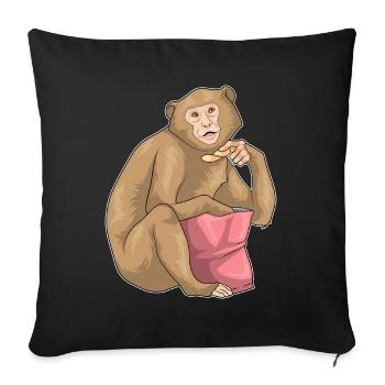 Chips de pommes de terre singe - Housse de coussin décorative 45 x 45 cm - noir - Devant
