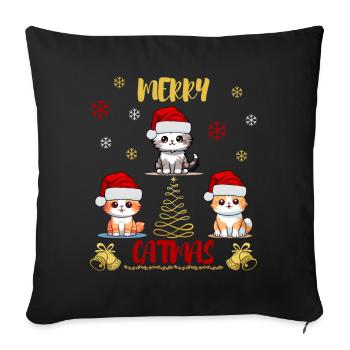 Merry Catmas Cat Lover Funny Cute - Sofa pillowcase 17,3'' x 17,3'' (45 x 45 cm) - black - Front