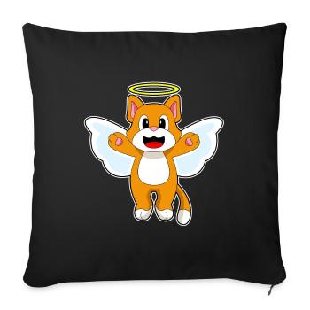 Ailes d’ange chat - Housse de coussin décorative 45 x 45 cm - noir - Devant