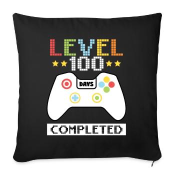 Level 100 Days Completed - 100 Days of School - Sofa pillowcase 17,3'' x 17,3'' (45 x 45 cm) - black - Front