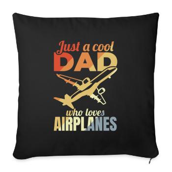 Airplane Father - Sofa pillowcase 17,3'' x 17,3'' (45 x 45 cm) - black - Front