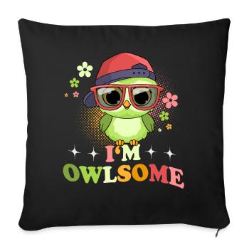 Eule Eulen I`m Owlsome - Sofakissenbezug 45 x 45 cm - Schwarz - Vorne