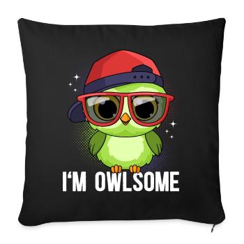 Eule Eulen I`m Owlsome - Sofakissenbezug 45 x 45 cm - Schwarz - Vorne