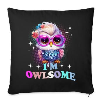 Eule Eulen I`m Owlsome - Sofakissenbezug 45 x 45 cm - Schwarz - Vorne