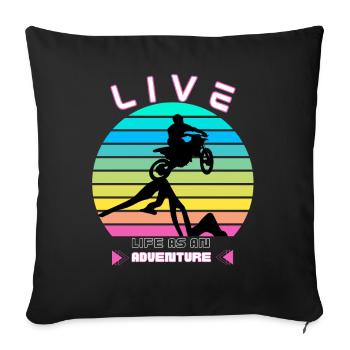 Vivre la Vie comme une Aventure - Moto Cross - Housse de coussin décorative 45 x 45 cm - noir - Devant
